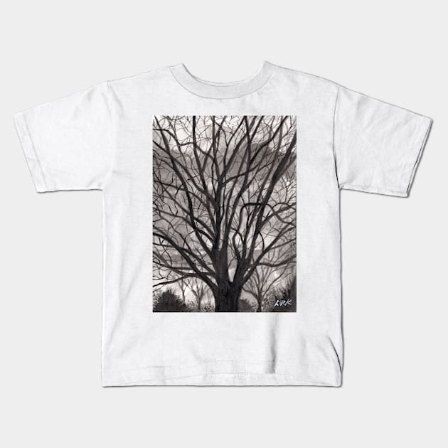 Evening Trees Kids T-Shirt by jerrykirk